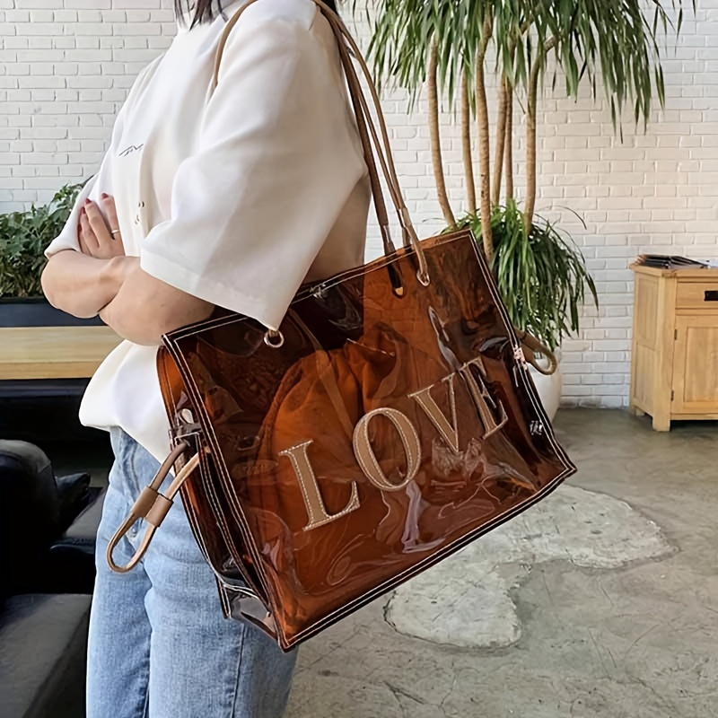 Large Capacity PVC Clear Transparent Tote Bag for Women Fashion