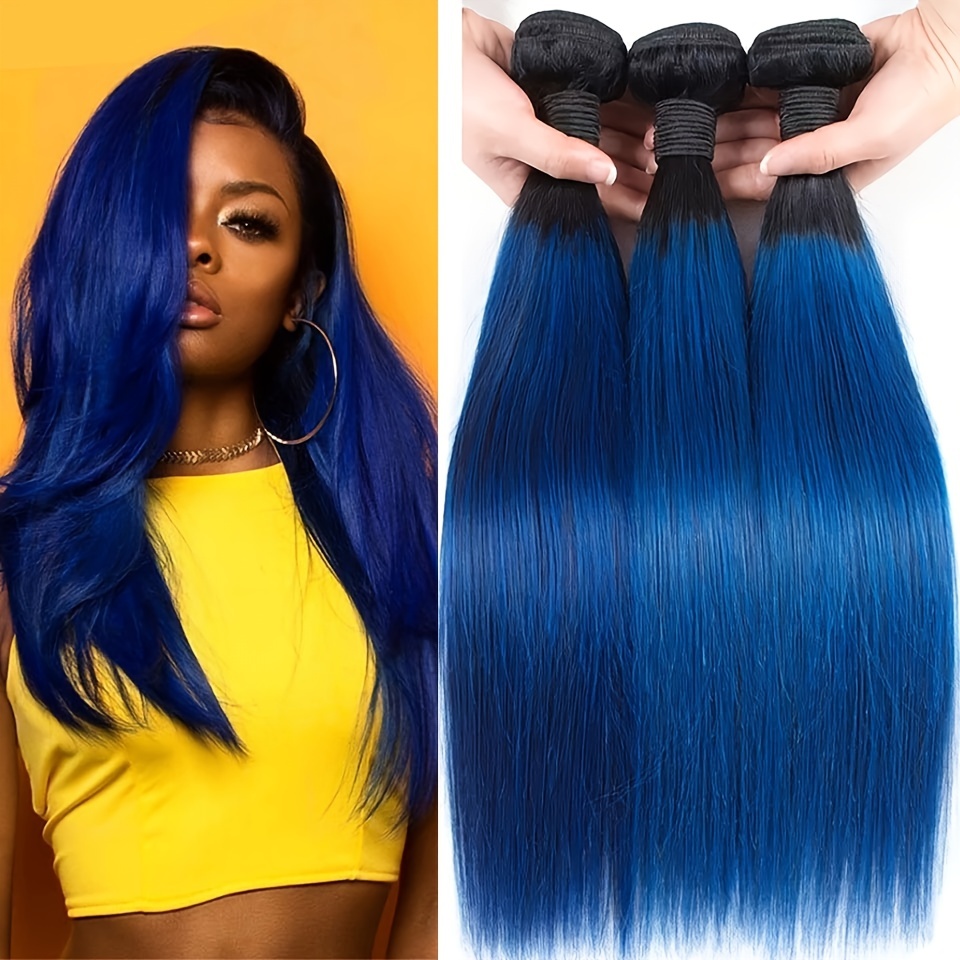 ombre hair black to dark blue