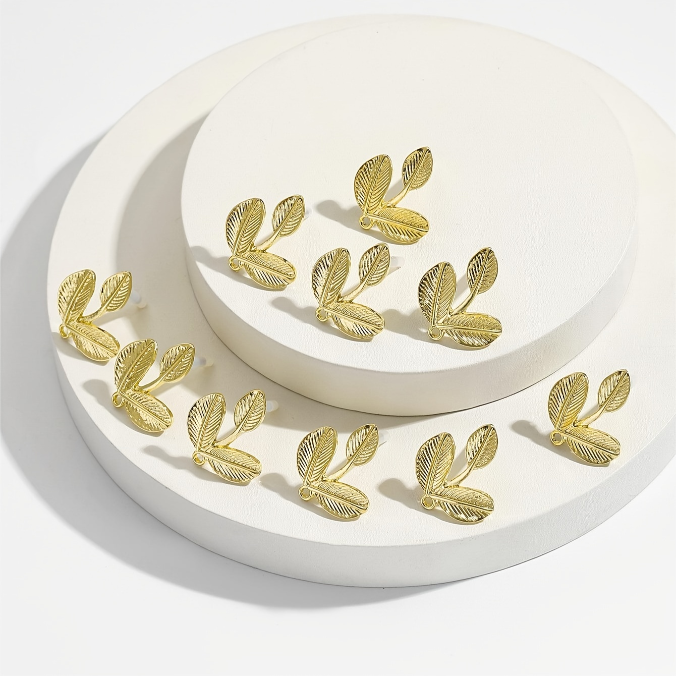 10pcs Pack Of Individual Easy Leaf-shaped Stud Earrings Basic Connecting Additions Jewelry