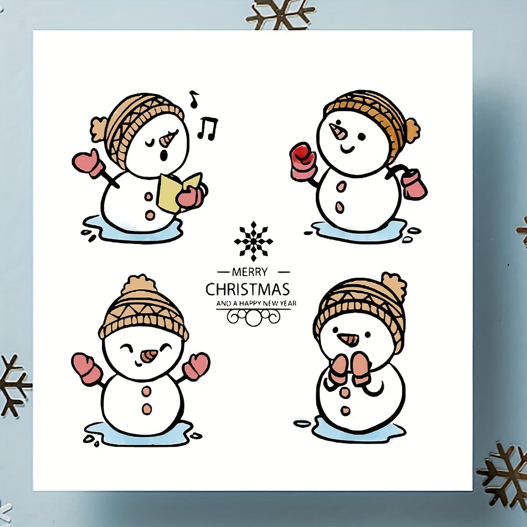 Merry Christmas Clear Stamps for Card Making and Photo Album Decorations,  Happy New Year Words Winter Snowflake Frame Clear Rubber Stamps for Card