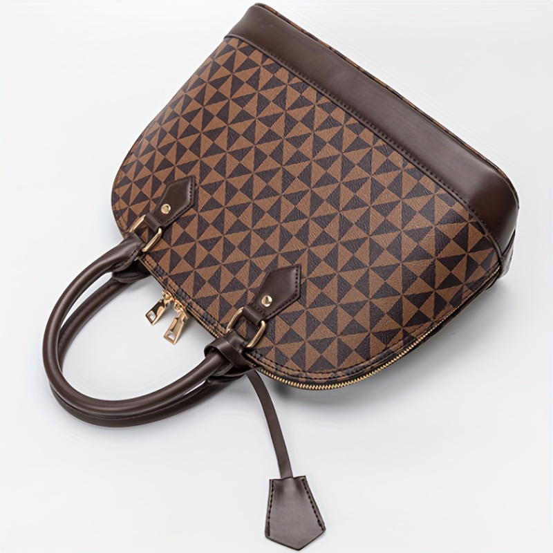 Classic Geometric Print Handbag, Fashion Large Capacity Crossbody