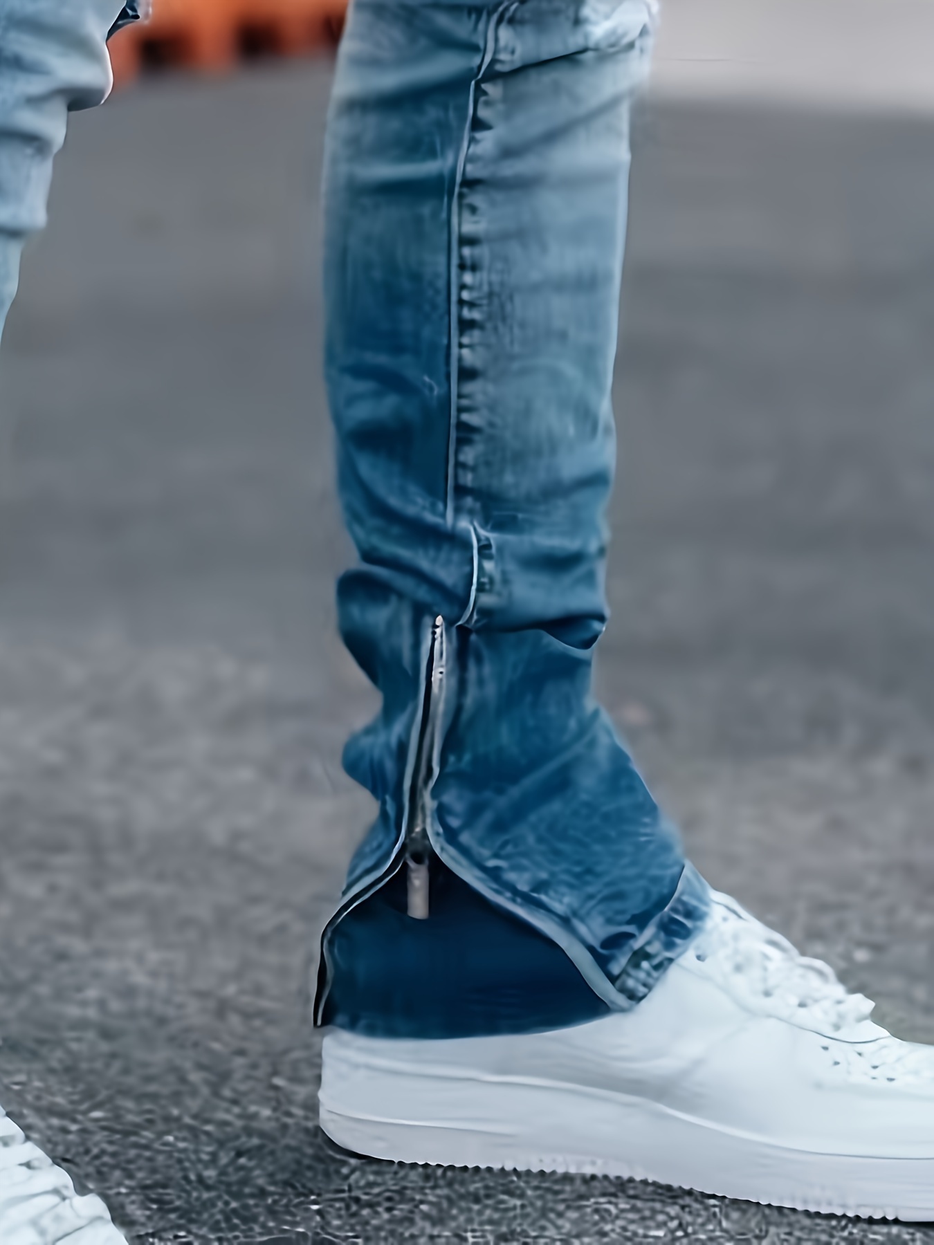 Mens jeans with white hot sale stripe