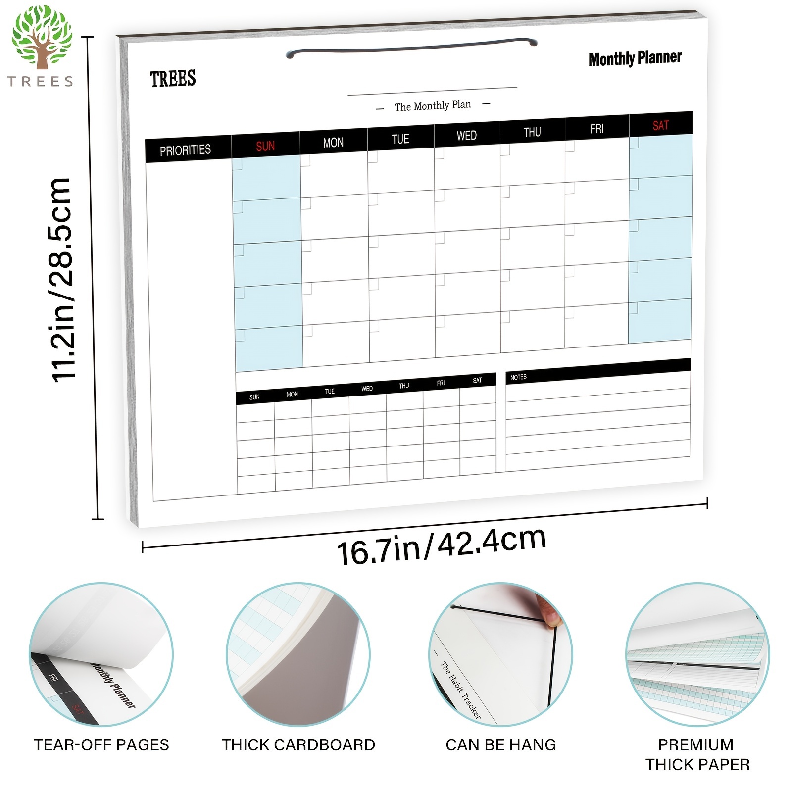 Trees Habit Tracker Wall Calendar With Time Management - Temu