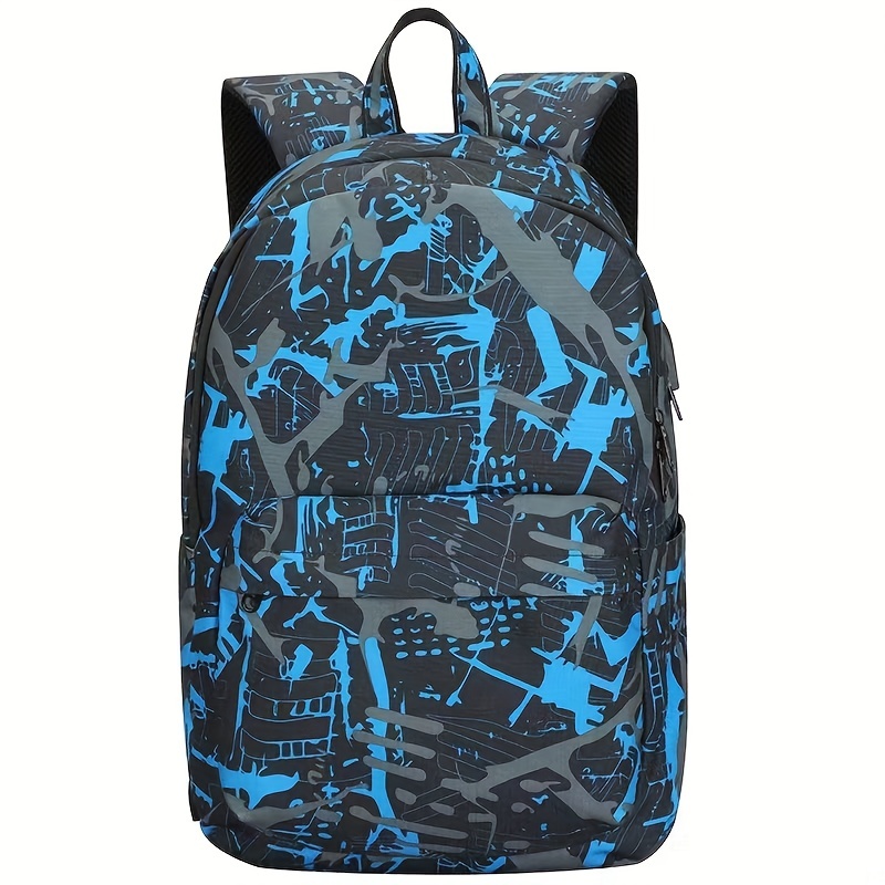 Waterproof,Lightweight Allover Letter Graphic Zip Backpack School