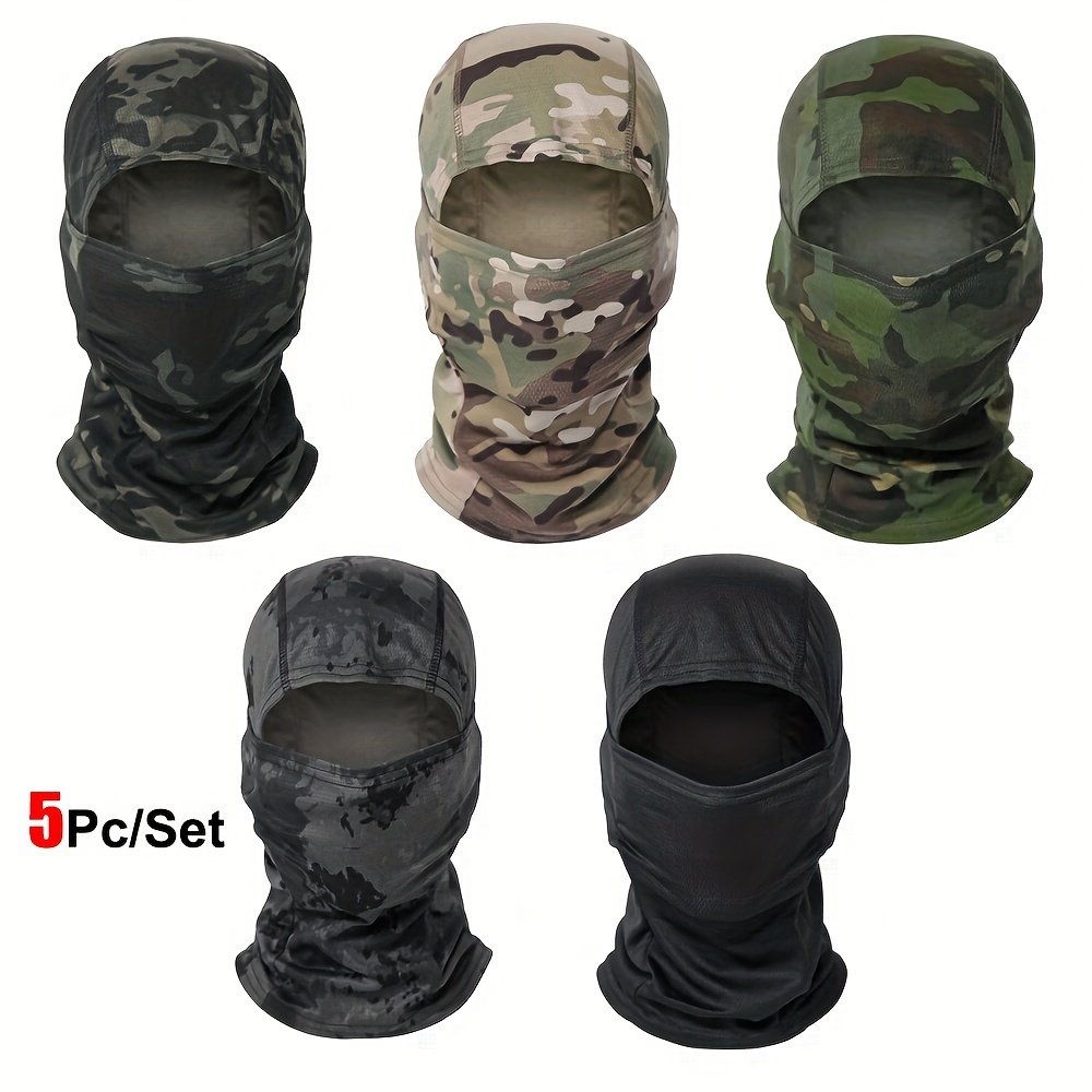 

5pcs/set Tactical Camouflage Baraclava For Outdoor Bike, Motorcycle And Tactical Helmet-full Cover With Neck And Inside Cover.