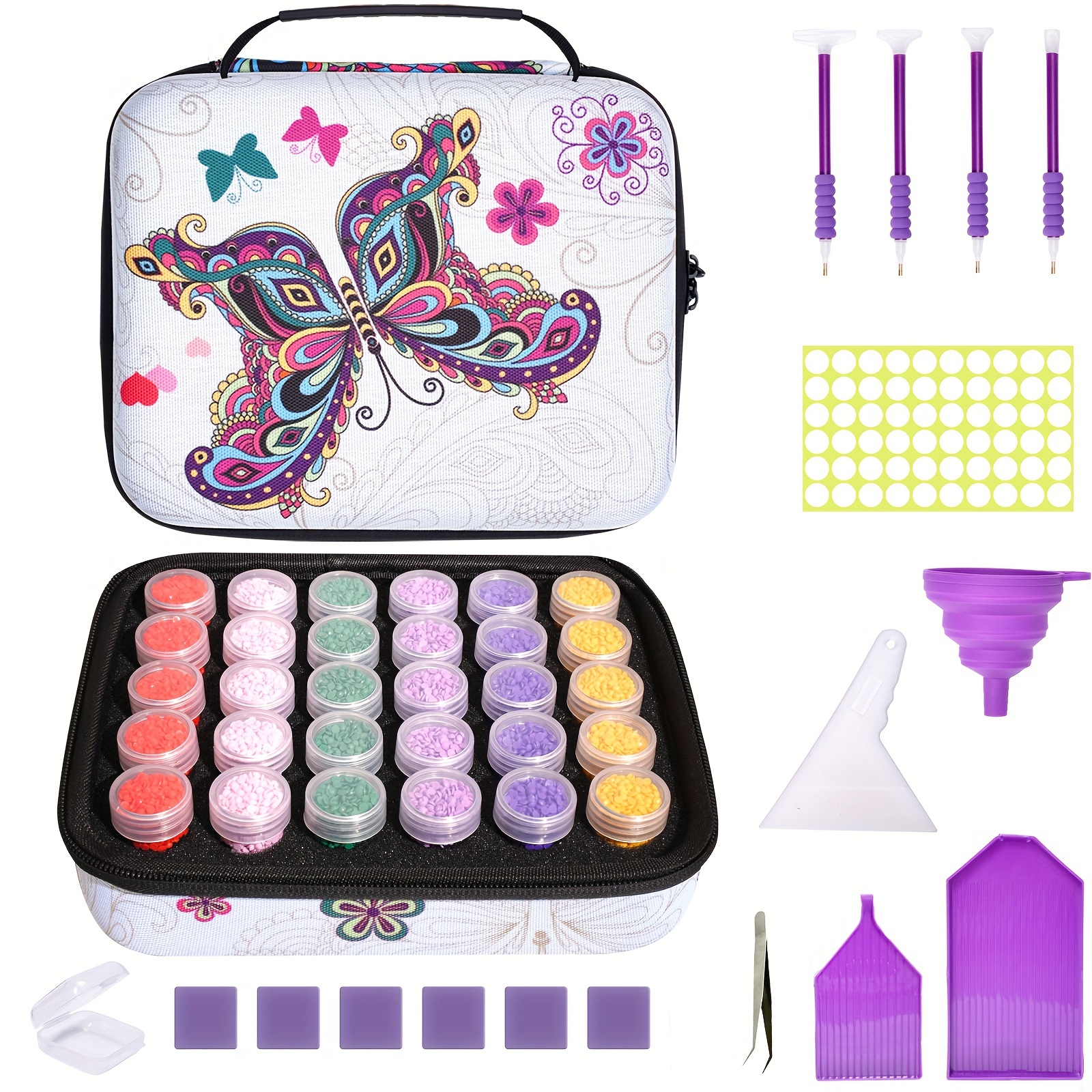 Storage Container Tools Kit With 60/30 Small Round Botles, Diamond Painting  Accessories Organizer, Diy Diamond Art Rhinestone Bead Storage Container  With Tools, Gift For Halloween Christmas (box With Cartoon Mermaid Seascape  Pattern) 