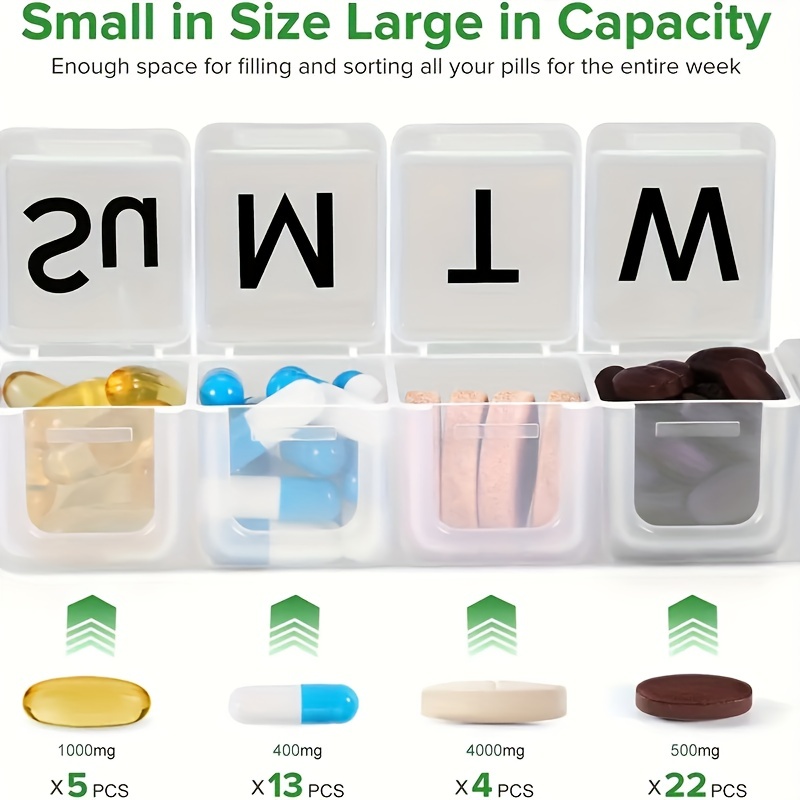 Seven Compartment Transparent Pill Box, Portable Design