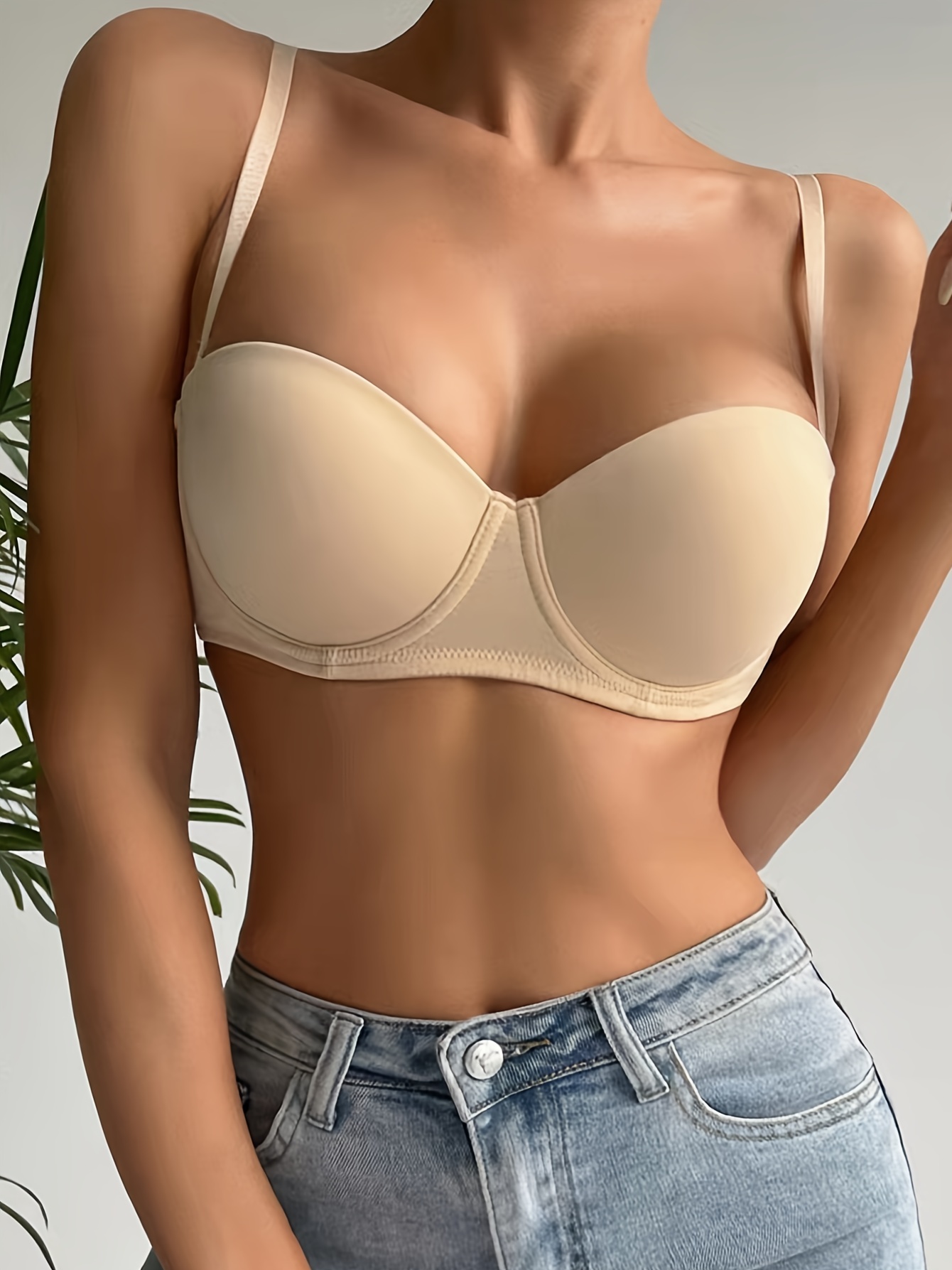 Buy Classic Curves Women's Padded Transparent Strapless Seamless Underwire Push  Up Bra (Beige, Free Size) Online In India At Discounted Prices