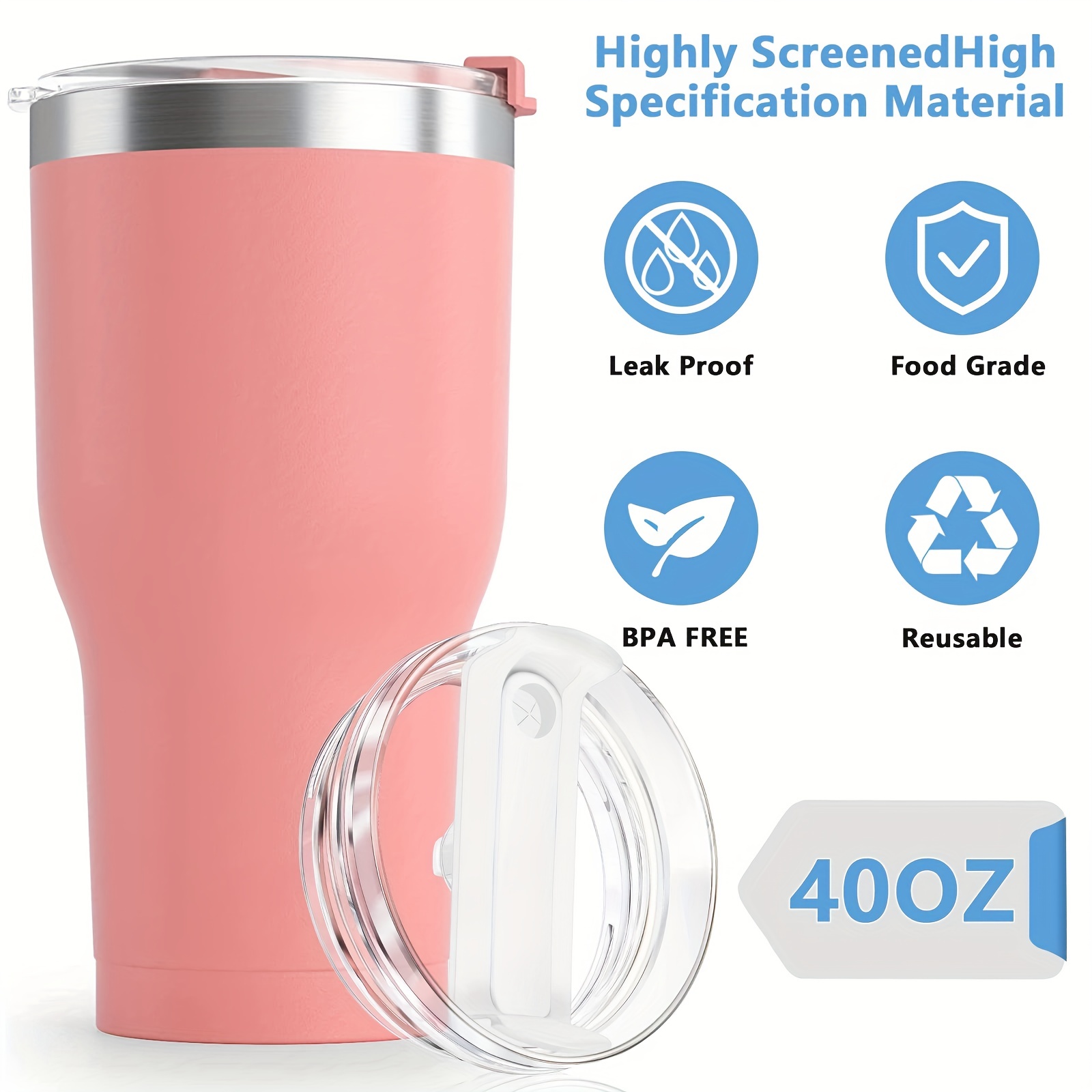 Leakproof 40oz Tumbler Lid - Durable Plastic Replacement Cover for Stanley  Water Cup - Keep Your Drinks Fresh and Spill-Free