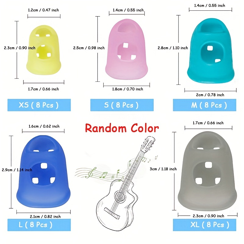 Heldig Silicone Guitar Finger Guards, Guitar Fingertips, Finger Protection  Caps, Guitar Fingertip Protectors, Finger Guards for Ukulele, Finger Guards  for Bass, 5 Sizes 40 piecesB 