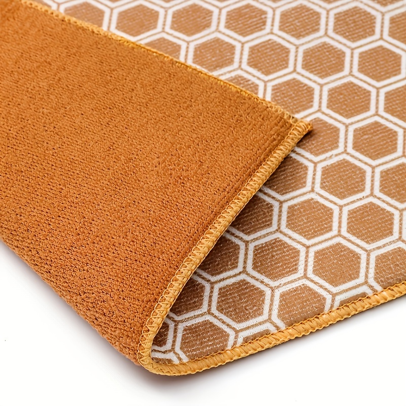 Yellow Honeycomb Pattern Dish Drying Mat Large Kitchen Counter Mat 18x24  Inch Drying Pad Bottles Dish