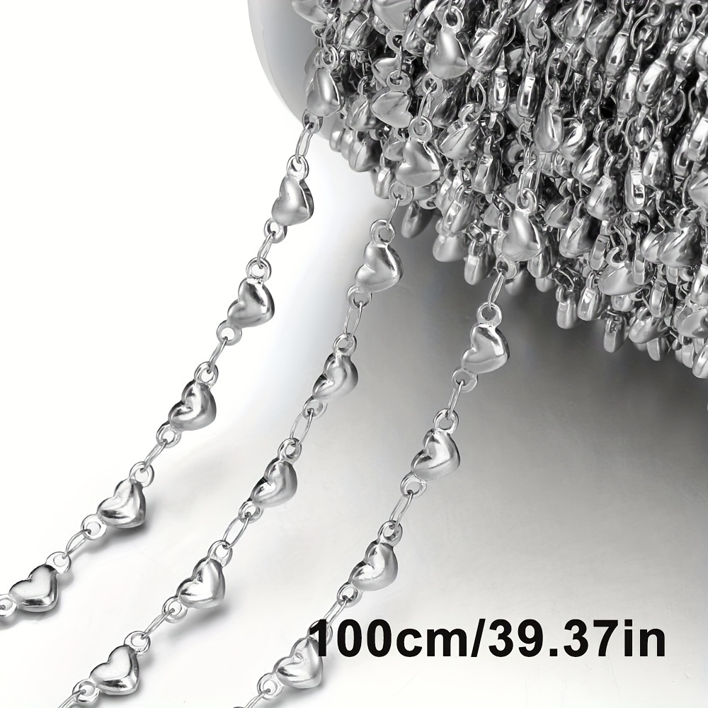 100cm Stainless Steel Heart Chains For Jewelry Making DIY Necklace