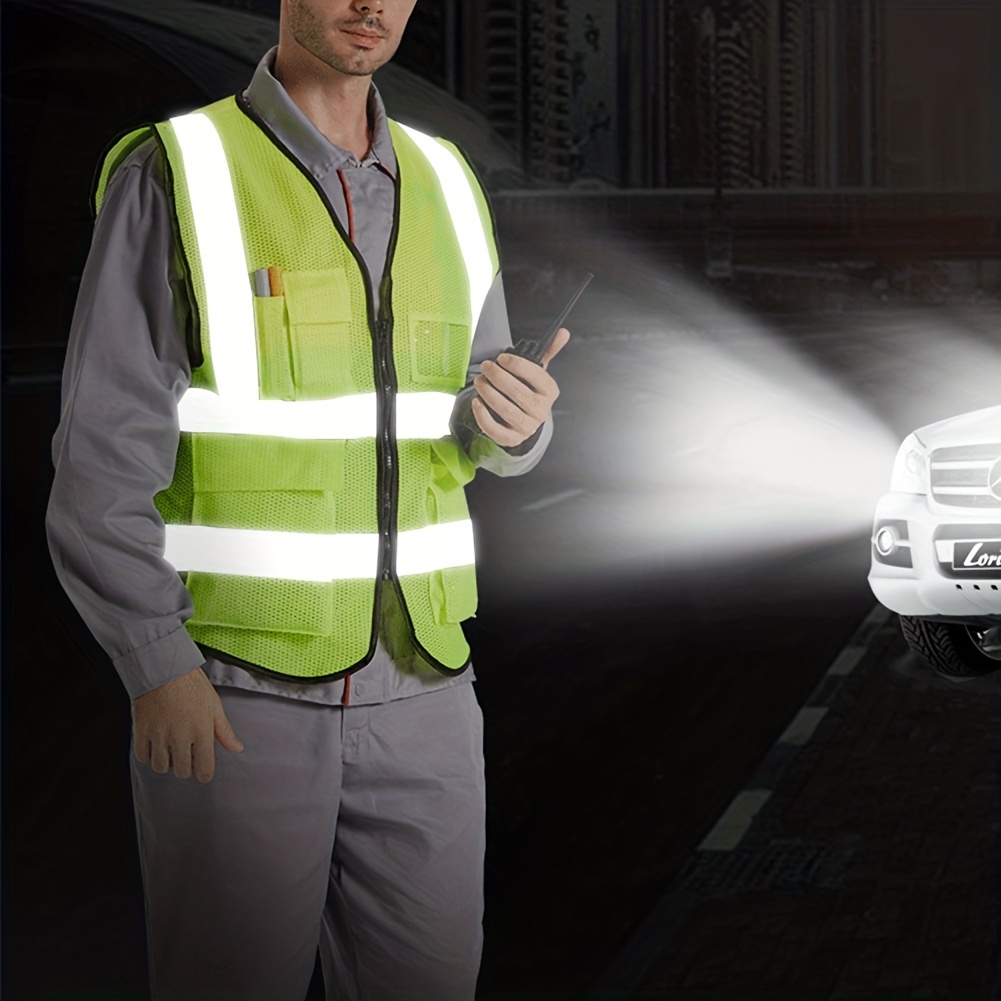Chalecos reflectantes de seguridad de bolsillo con cremallera de alta  visibilidad