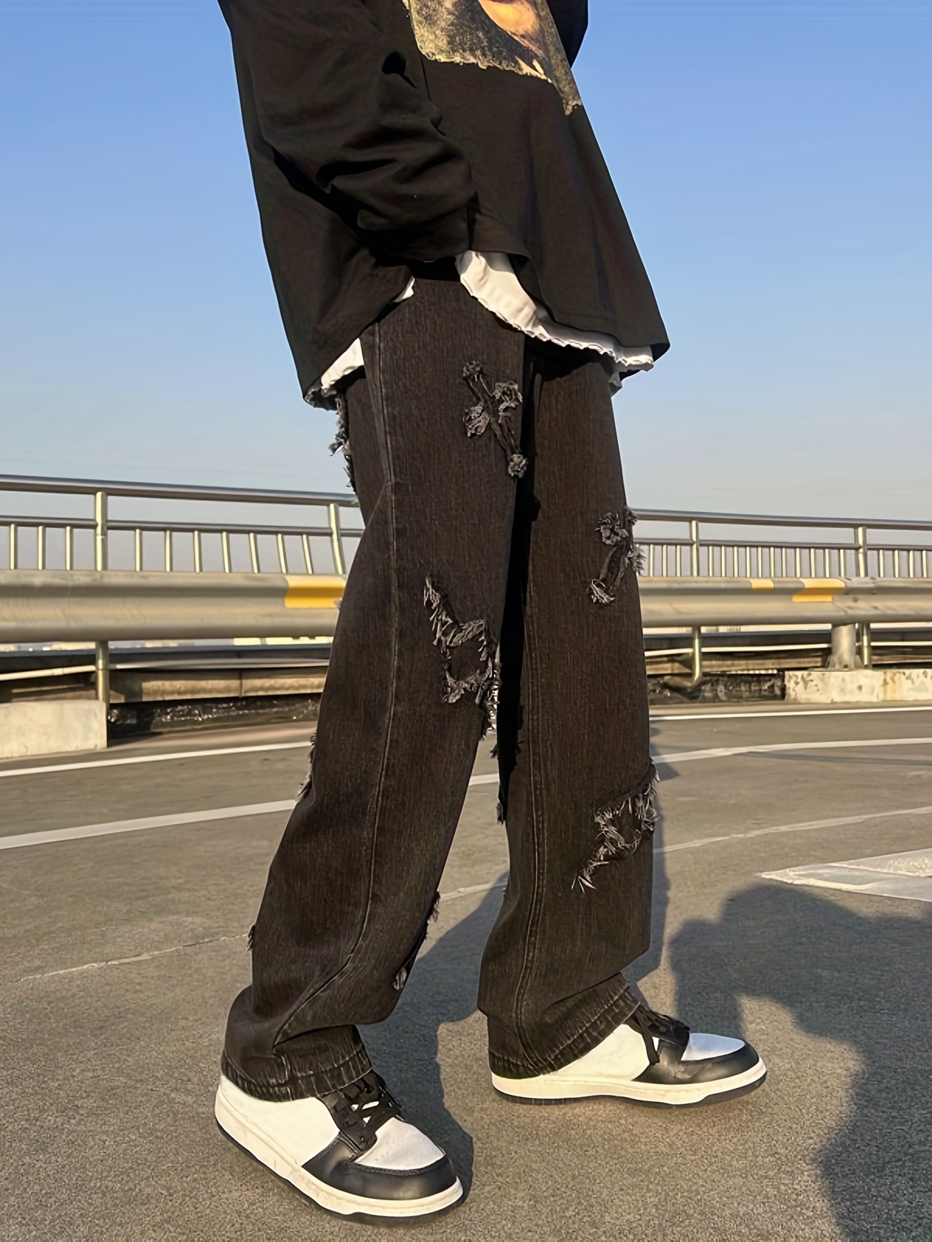  Pantalones vaqueros holgados con estampado de moda