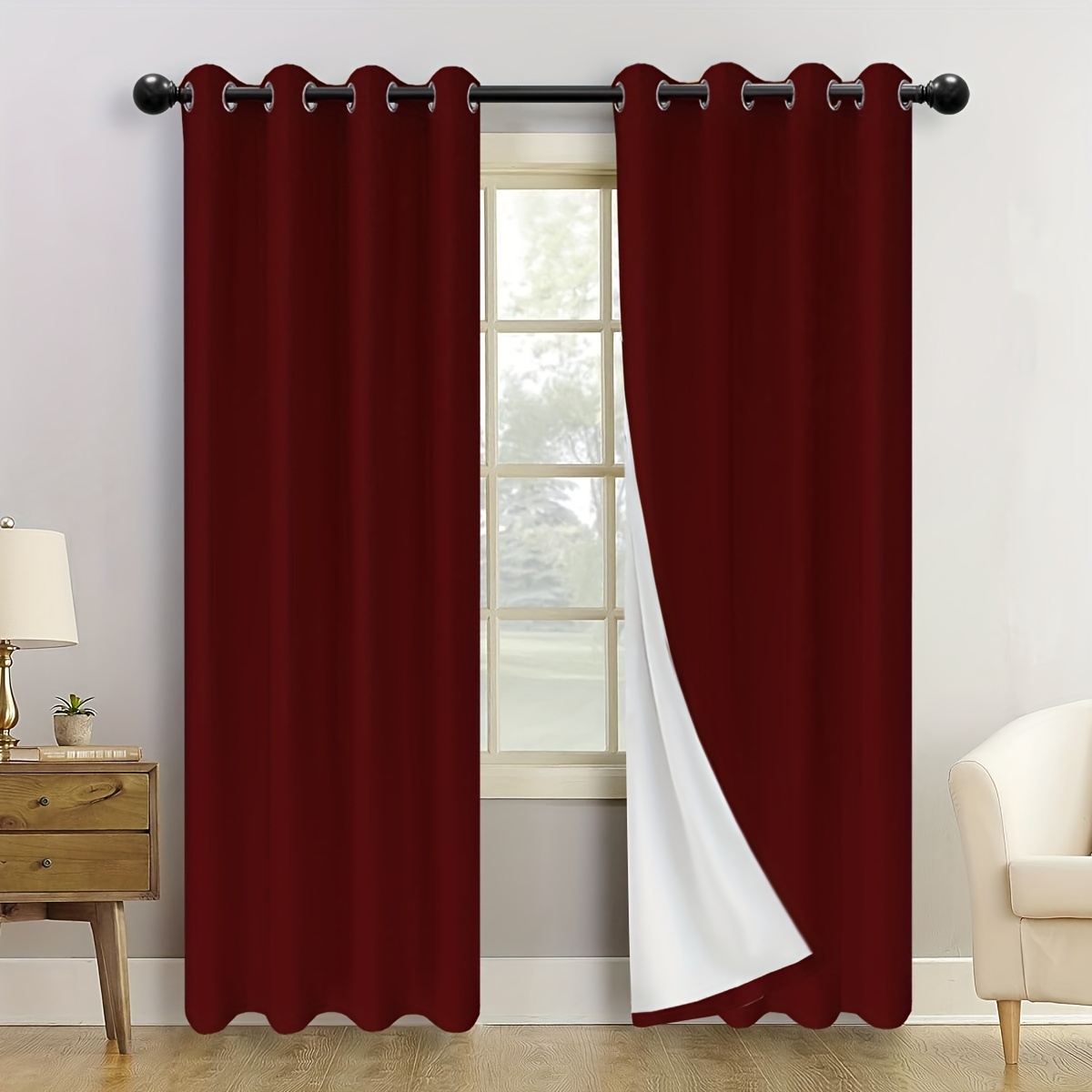 2pc suhuan top curtains   blackout insulation soundproof curtains with white lining used for bedroom office living room home decoration details 9