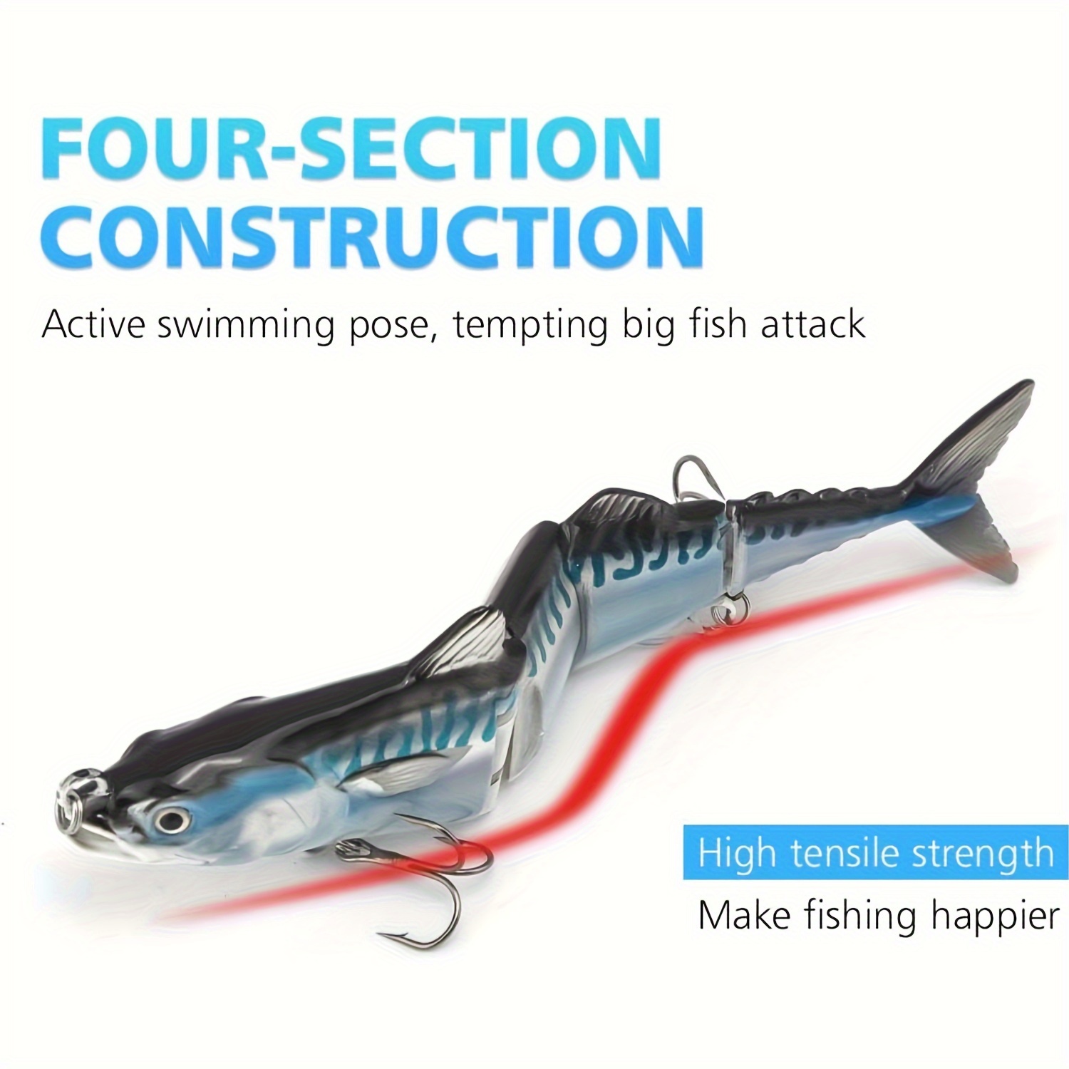 Tuna Fishing Lure 4 segment Jointed Swimbait Treble Hooks - Temu