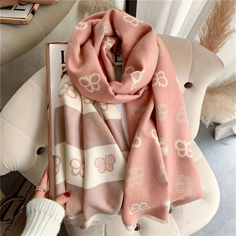 1pc Women's Faux Cashmere Jacquard Warm Scarf & Shawl, Suitable