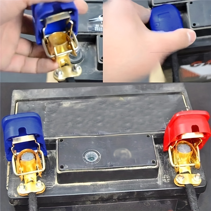 Lot de 2 Connecteurs de Borne de Batterie, Pince de Borne à Dégagement  Rapide à 4 Voies Positives et Négatives avec Clé à Joint pour Voitures
