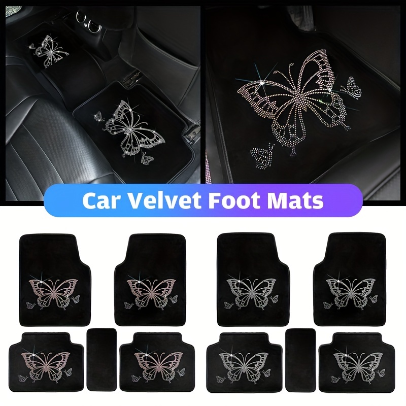 2/4pcs Mariposa Flor Alfombrillas Coche Ajuste Universal Suv - Temu