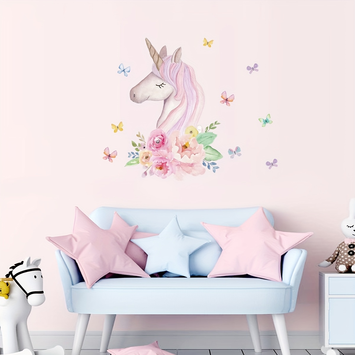 3D Papillon Rose Stickers muraux pour Chambre de jeune fille Décoration à  la maison Pépinière