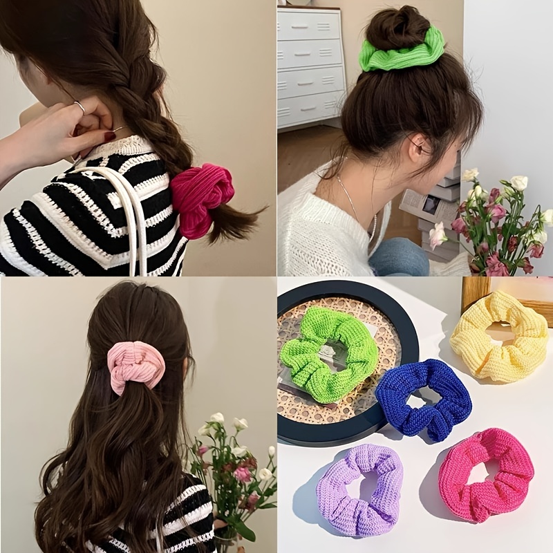 Knit Scrunchies Candy Hair Ties Elastic Ponytail Holders