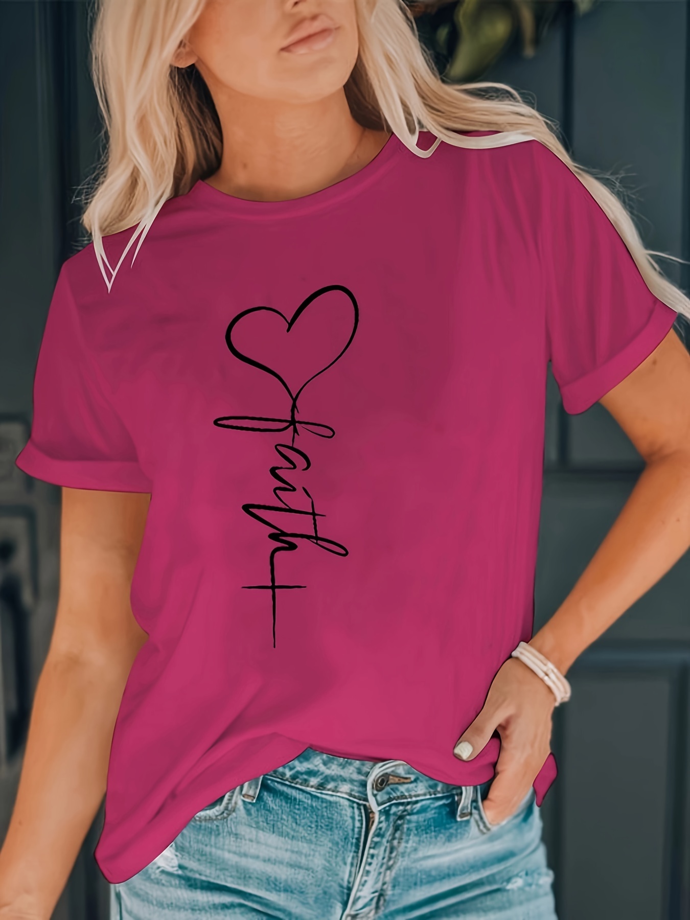 Women's Y2K Cherry Print T-Shirt - Short Sleeve Crewneck Casual Summer Top