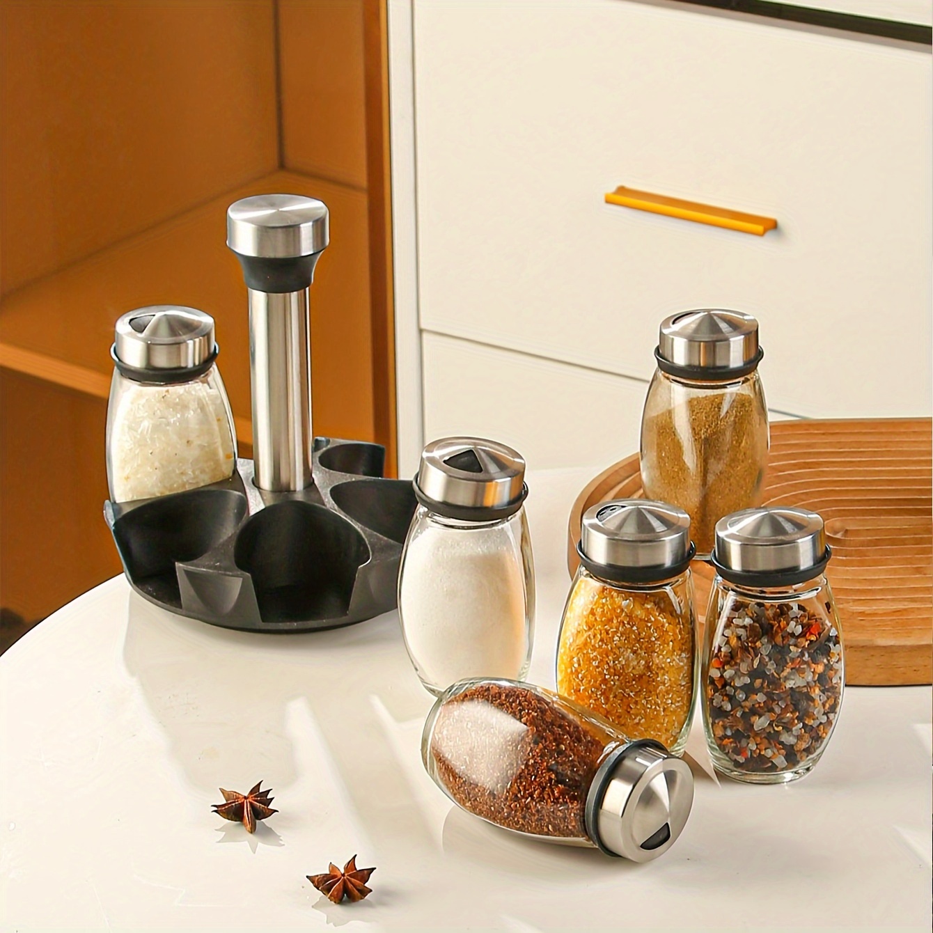 Spices And Seasonings Container Sets, Revolving Countertop Spice Rack With  2- Spice Jars, Spice Tower Organizer For Countertop Or Cabinet,  Multifunctional Rotating Seasoning Organizer, Kitchen Spice Storage Rack,  Kitchen Accessaries - Temu