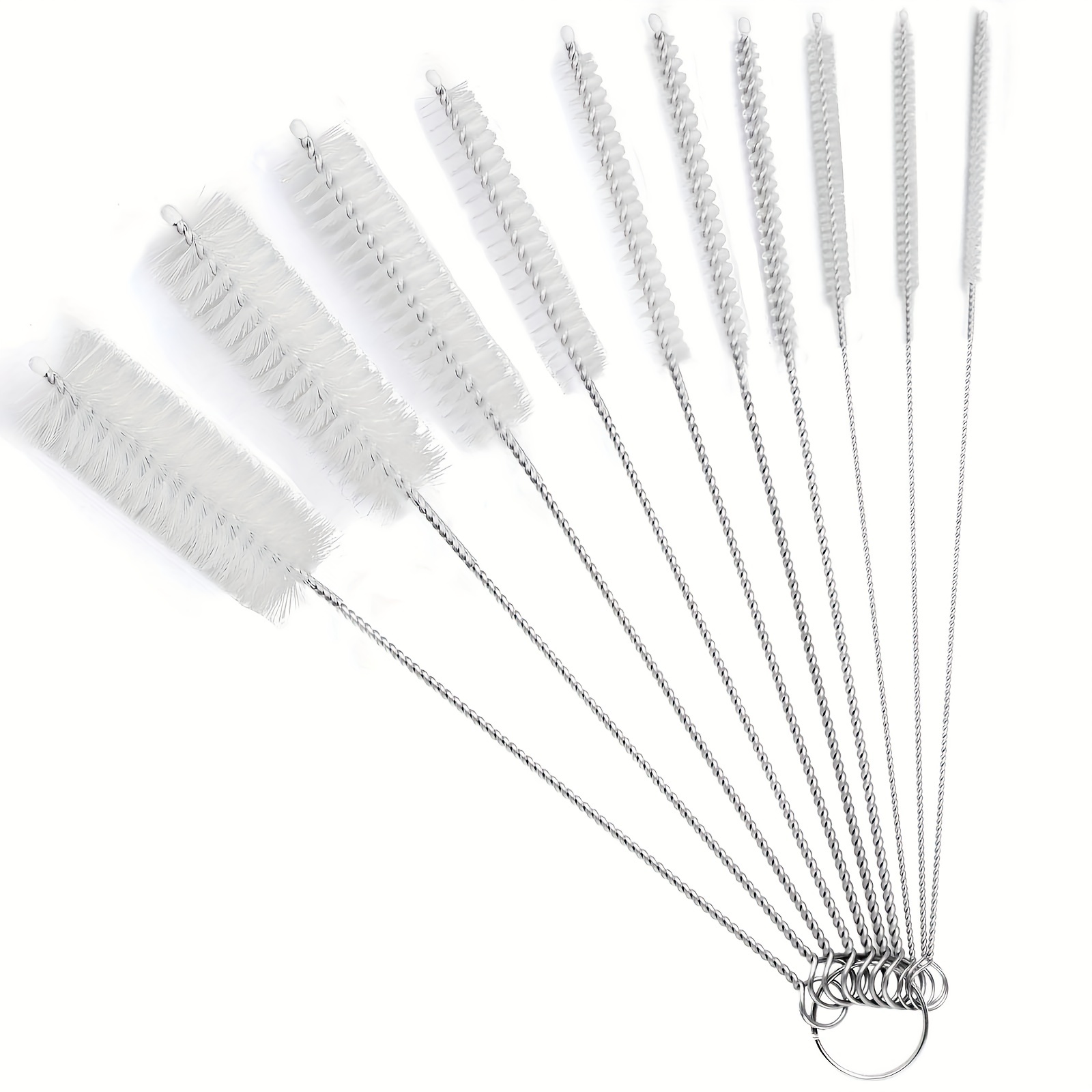 10pcs 25.4cm Nylon Tube Brush Set for Narrow Neck Bottles Cups with Hook
