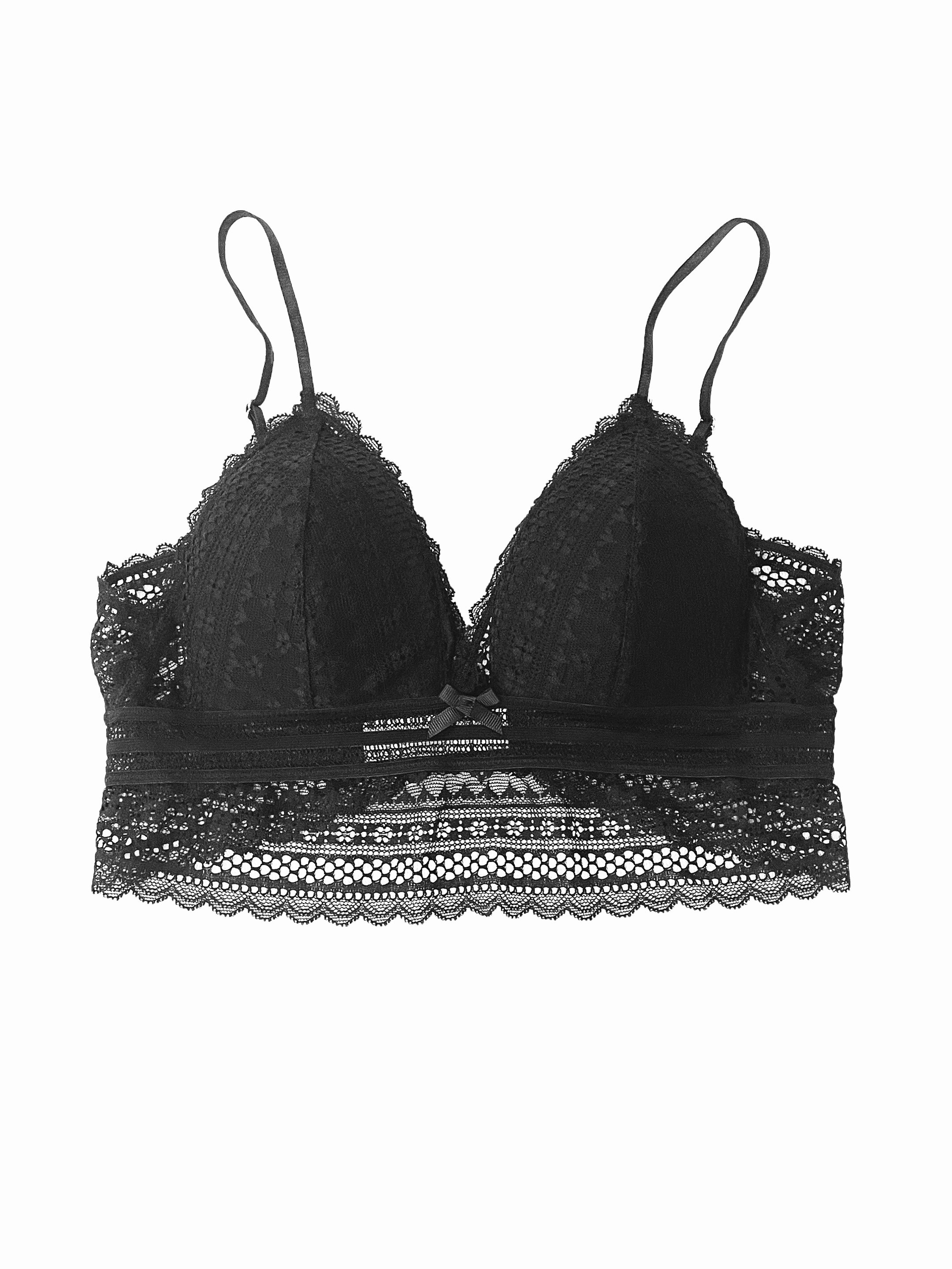 Valentine's Day Floral Lace Triangle Bralette Comfy - Temu