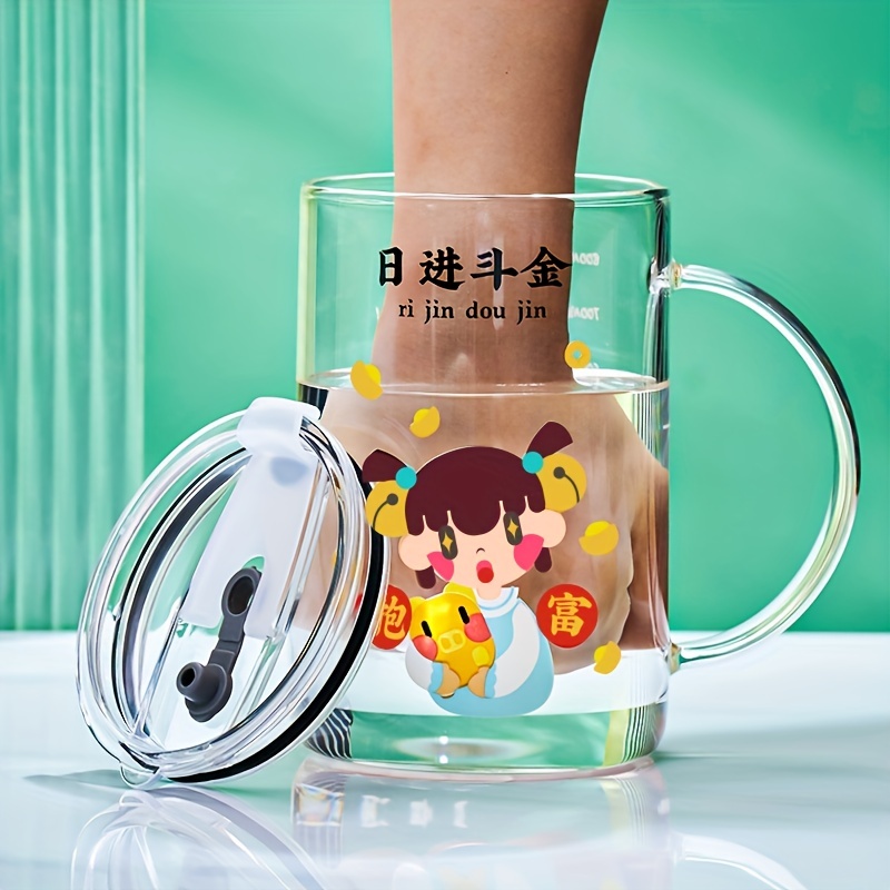 Cute Cartoon Glass Large Capacity Children's Milk Cup - Temu