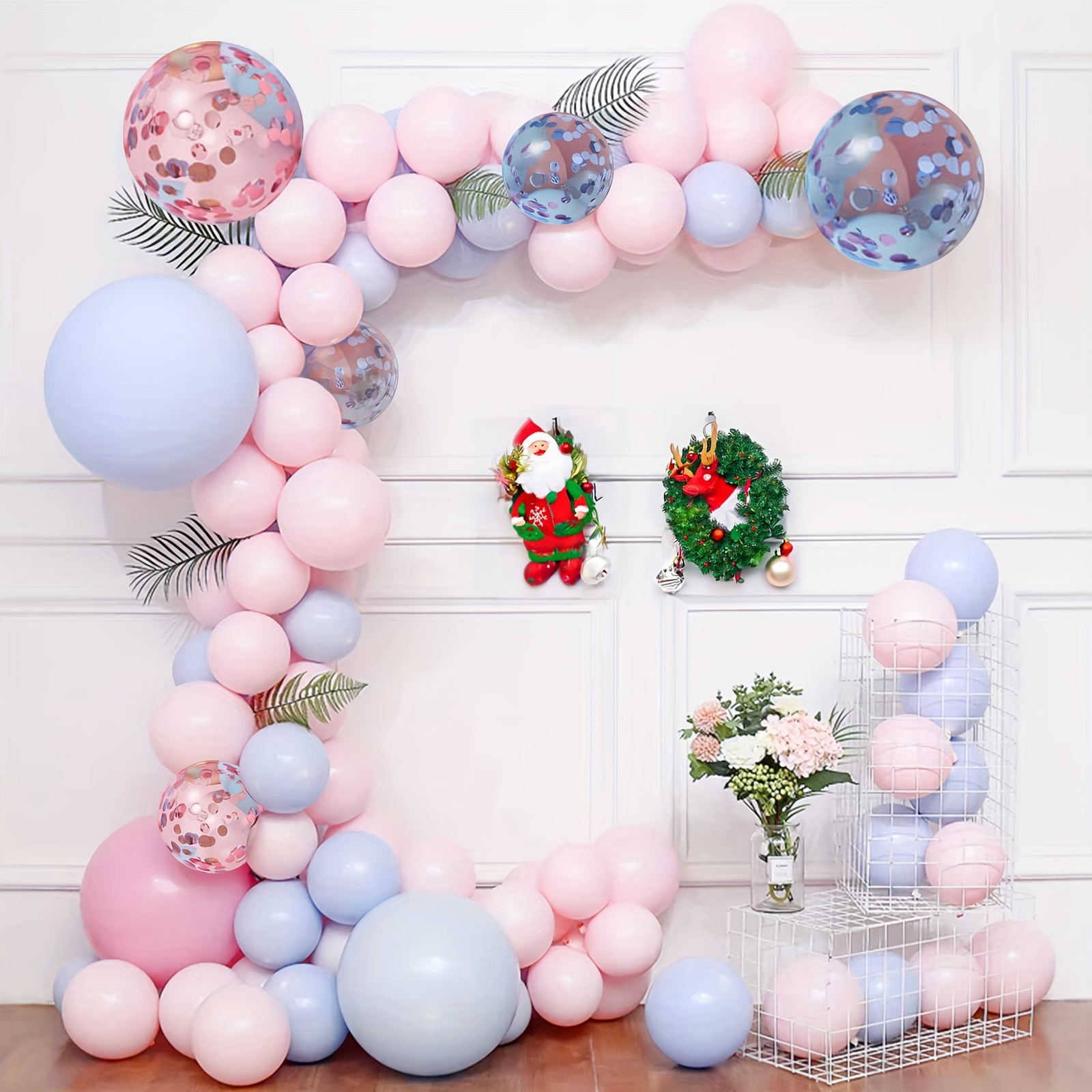 Conjunto de decoración para fiestas de revelación de género: niño o niña,  kit de globos y guirnalda de arco (azul, plateado, rosa y dorado), globos  de