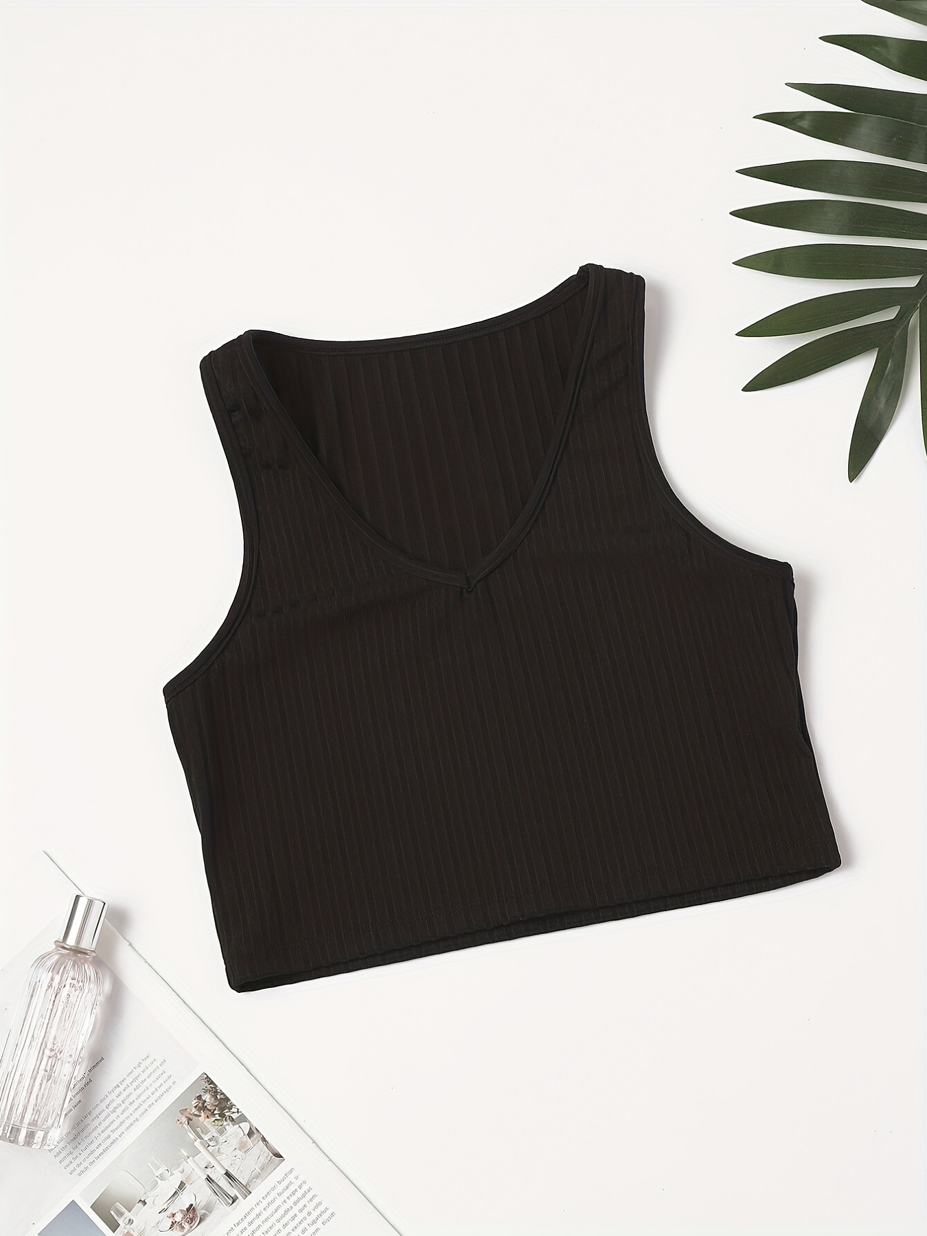 Simple Solid Tank Top V Neck Slim Fit Top Women's Lingerie - Temu