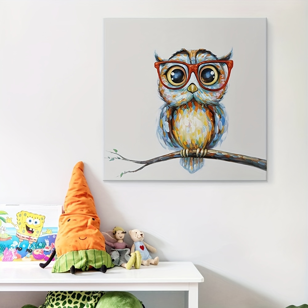 Hand painted Owl Canvas Wall Art For Living Room Decor 12x16 - Temu