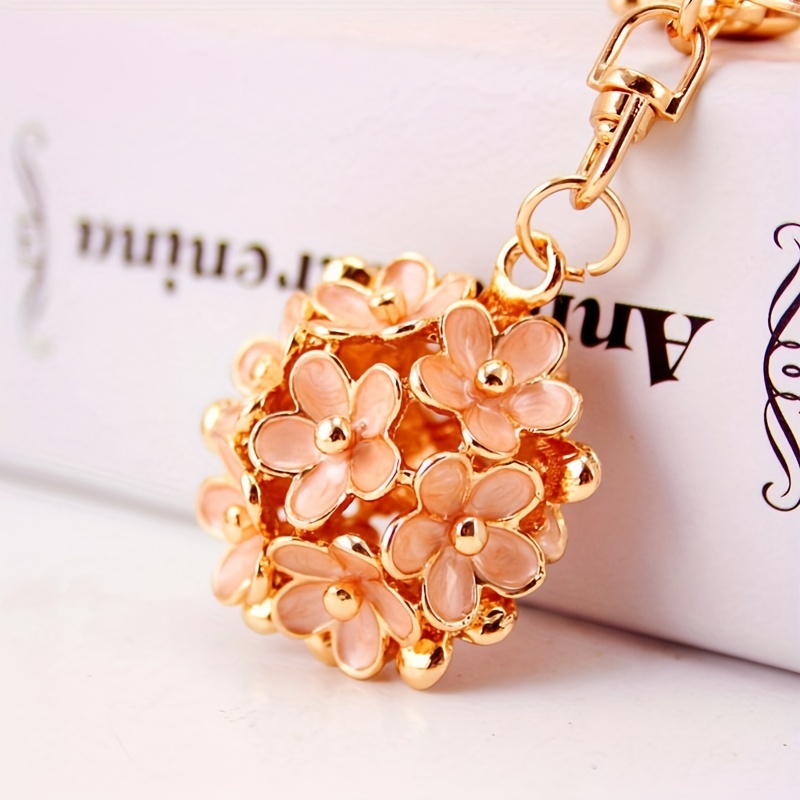 keychain 2 Pieces Of Cherry Blossom Key Chain Pendant Pearl Flower Key  Chain Girls Bag Ornaments Car Key Ring