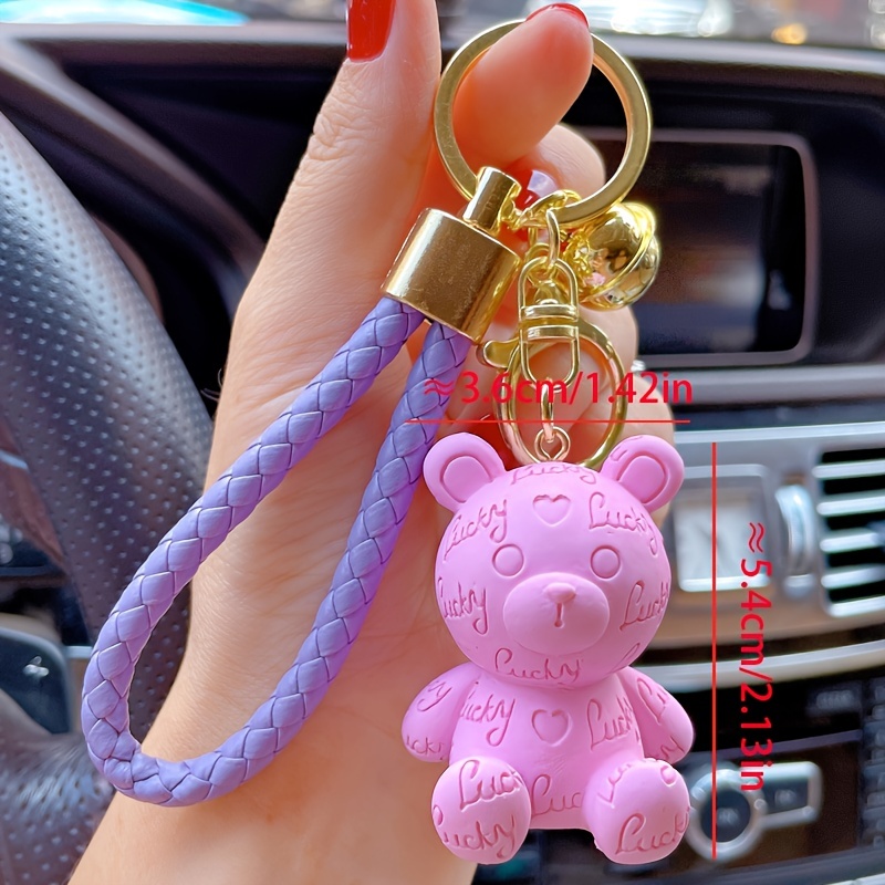 1pc Cartoon Resin Teddy Bear Keychain For Women, Cute Exquisite
