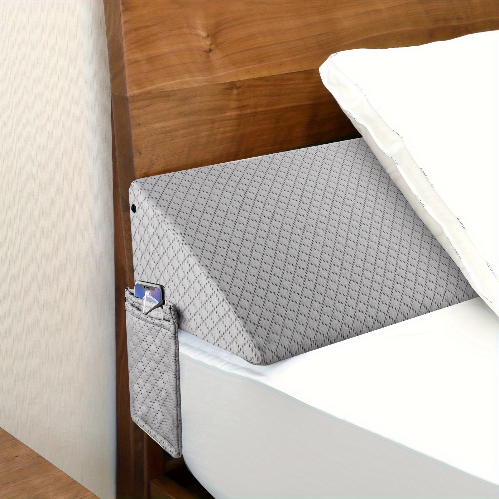 Focuprodu Bed Wedge Pillow. Soft Velvet Bed Gap Filler for Mattress Seams  (0-7),Snug Stop Mattress Wedge Pillow Fill Gap Between Headboard/Wall and