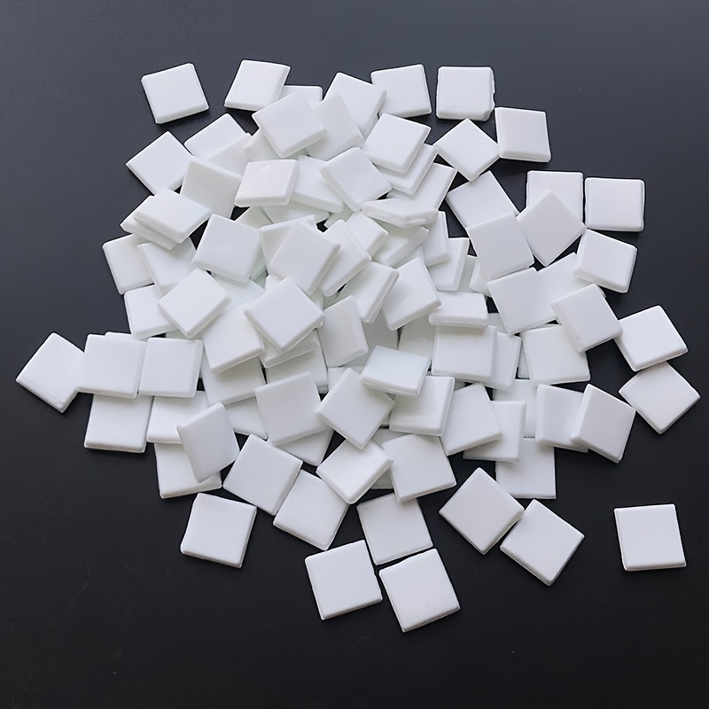 Image of 61pcs White Hot Melt Mosaic Tiles 0.591x0.591inch Porcelain Jade Handmade Decoration For Art Zone Painting Handmade Particles Suitable For Artistic And Creative Project