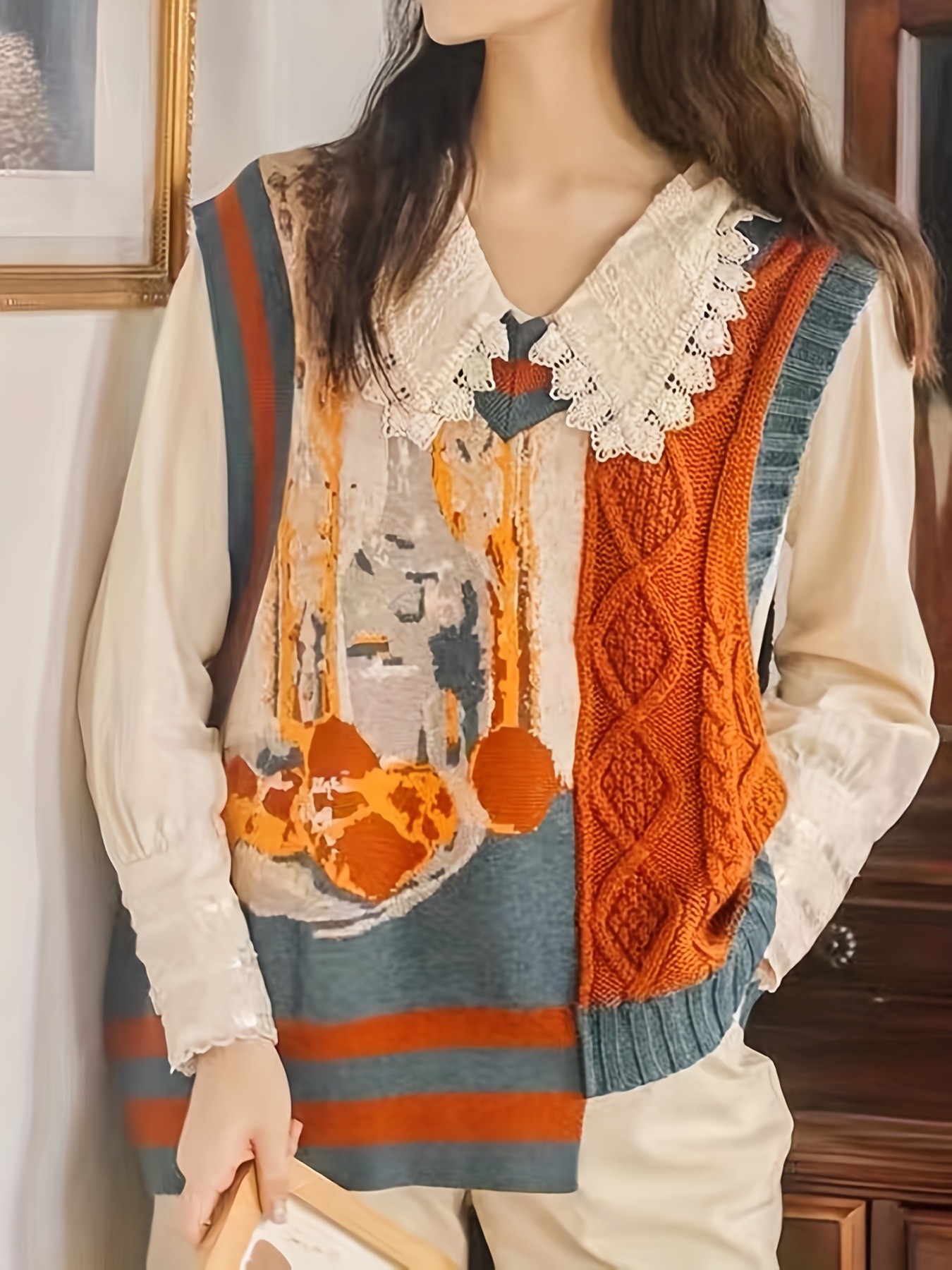 Vintage Cute Sweater Vest Sleeveless Casual Every Day - Temu Canada