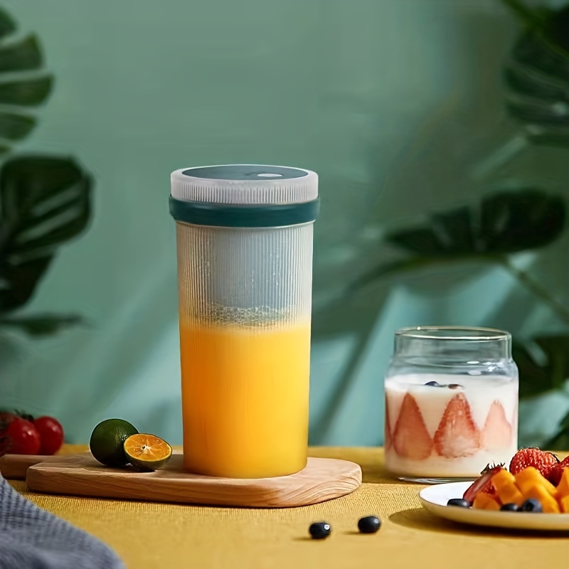 1pc personal portable blender mini juice blender usb rechargeable small size blender for smoothies and shakes mini juicer cup travel 300ml juice milk 2 colors available details 1