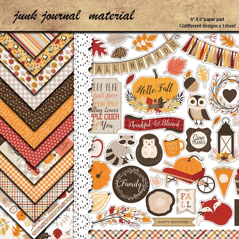 Image of 12sheets Large Size Hello, Autumn Material Paper, Retro Insect Atlas Journal For Background, As A Gift For Women Adults Students Teachers Employee Arts Crafts