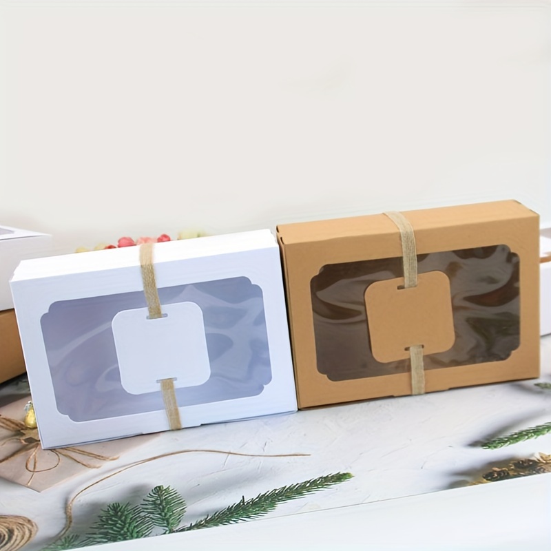 Kraft Paper Box Candy Gift Boxes Pvc Clear Window - Temu