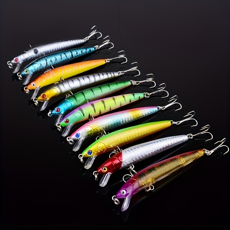 TEMU 10pcs Minnow Fish Set, Outdoor Lure Fishing, Artificial Bait For Freshwater And Saltwater, Long Casting And Anti-snagging Fishing Gear, Complete