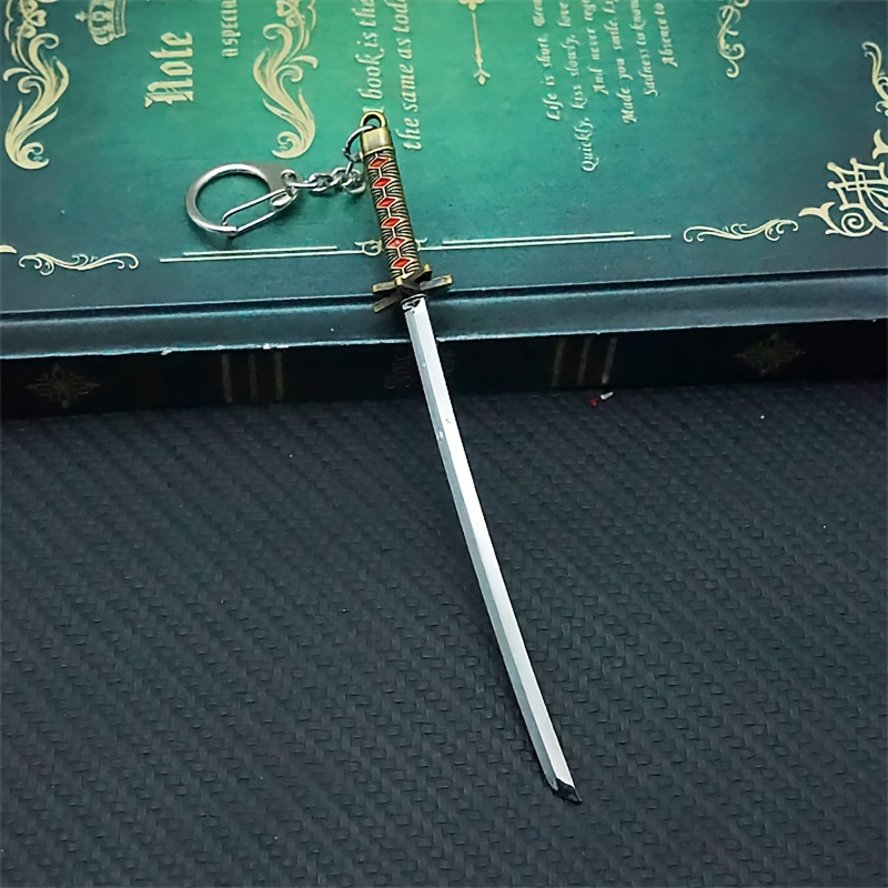 Mini Toy Samurai Knife Key Chain, Toy Metal Weapon Sword Keychain Key Ring,Temu