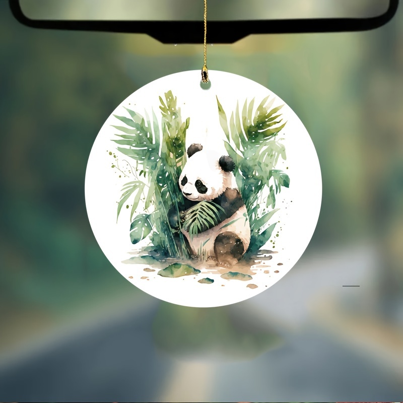 1pc 2D Acryl Niedlichen Panda Auto Rückspiegel Dekorative - Temu Germany
