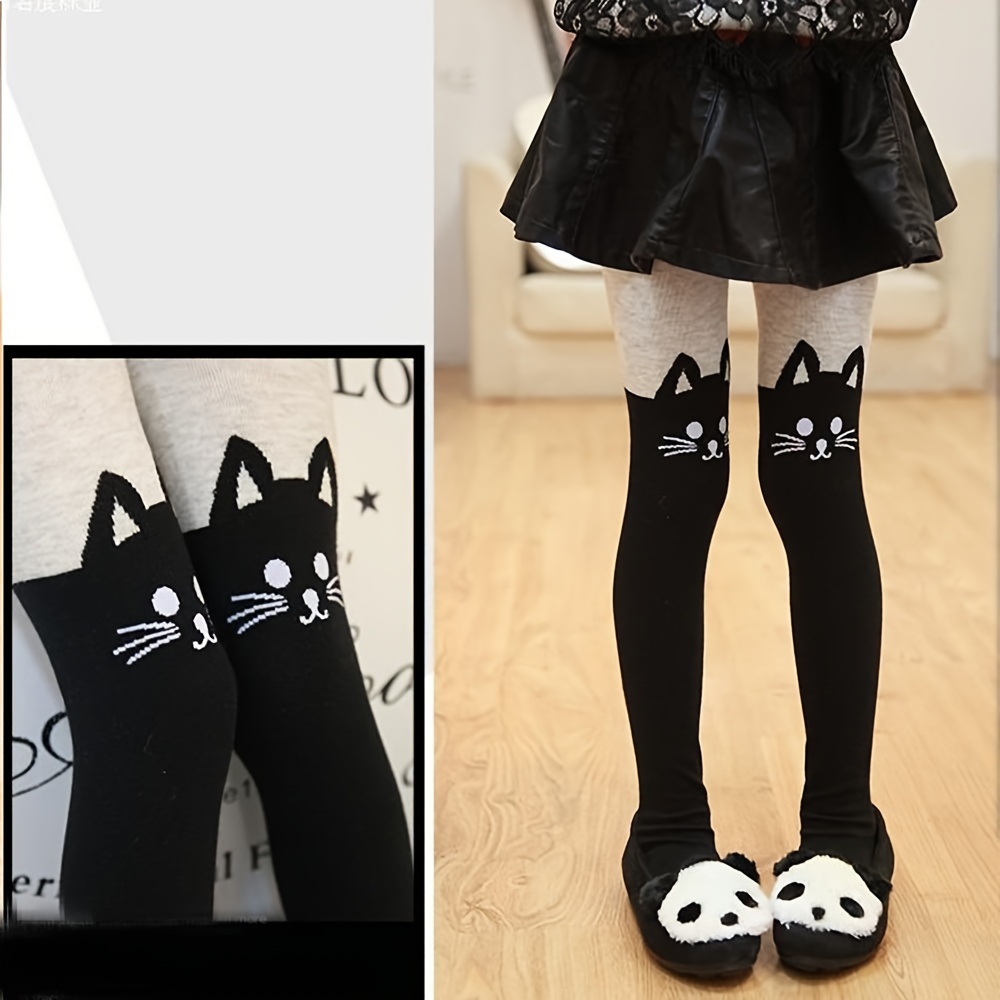 Cute Black And White Jk Girls' Thick Tights For Kids