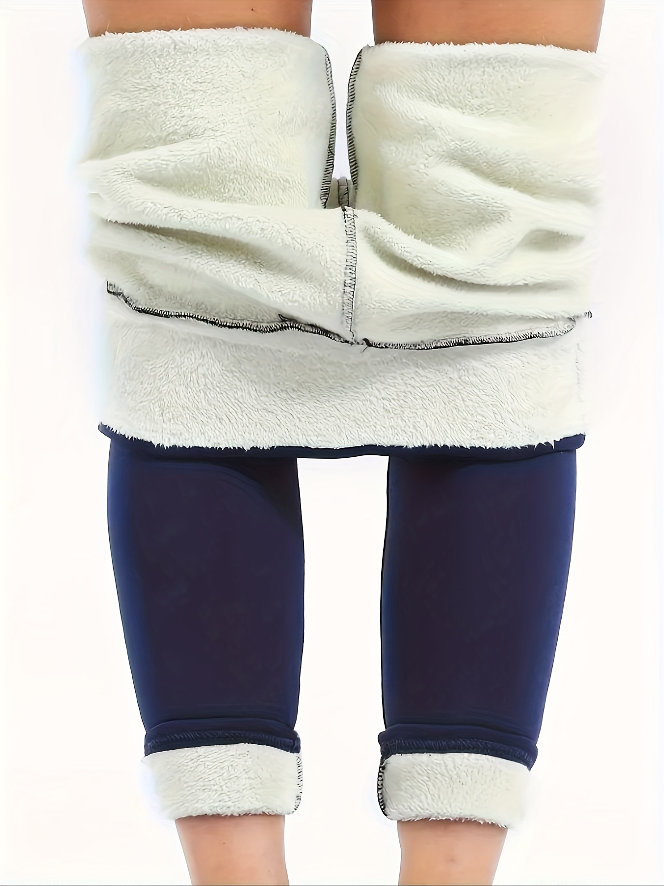High Waist Fleece Lined Leggings Casual Skinny Stretchy - Temu