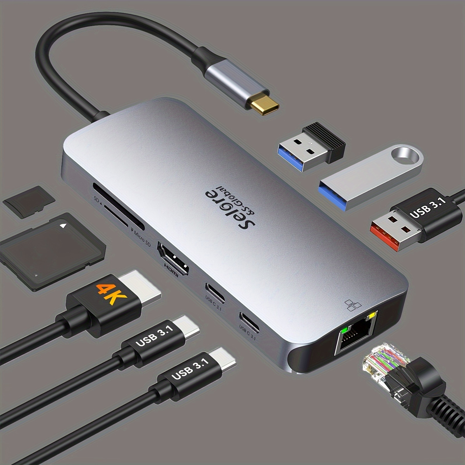 Adaptador MacBook Pro, adaptador USB C para MacBook Pro/Air M1M2 2022 2021  2020 13 15 16, dongle Mac con HDMI 4K, 3 USB 3.0, USB C