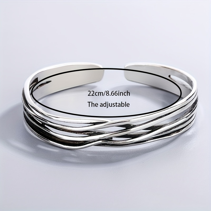 Men's Classic Silver Curved Branch Open Bracelet