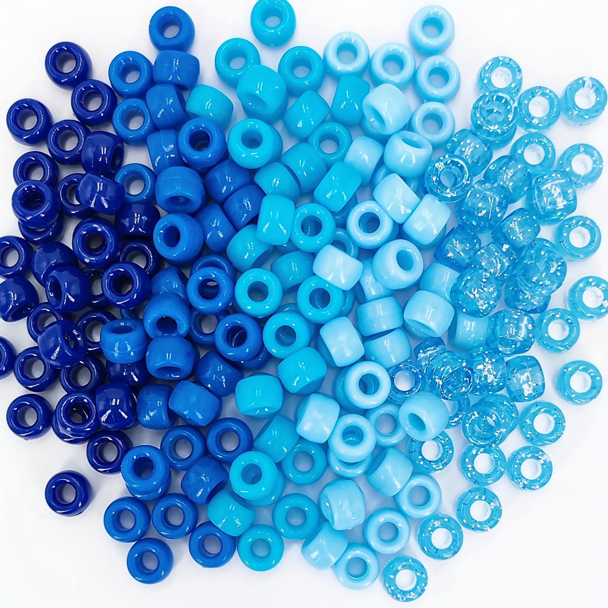 

1000pcs 6x9mm 5 Styles Blue Pony Large Hole Beads For Jewelry Making Diy Hair Braids, Fashion Bracelet Necklace Handicrafts Small Business Supplies