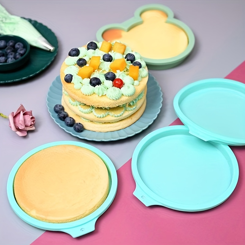 Webake 6 Inch round rainbow baking layer silicone cake pans,Set of 5